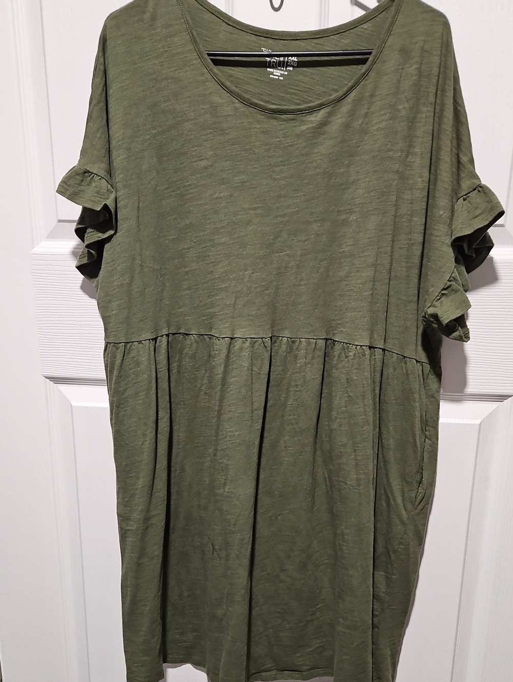 Olive Green Ruffle Sleeve Women's Dress Size 20